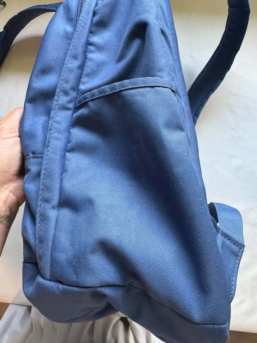 Nike Hayward Navy Blue Backpack Oversized Logo Bungee School Travel Sport Bag